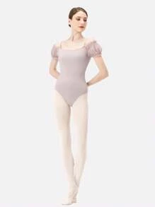 DonsGirl 一件式女式复古公主芭蕾紧身衣 - 泡泡袖宫廷风格 - 舞蹈表演服装
