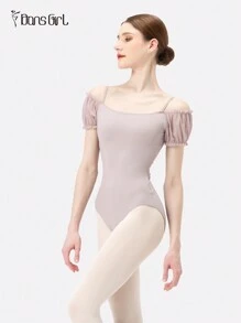 DonsGirl 一件式女式复古公主芭蕾紧身衣 - 泡泡袖宫廷风格 - 舞蹈表演服装