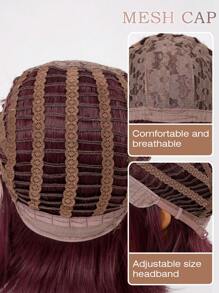 12英寸迷人优雅的紫红色短波波头假发，深红色女士短直发万圣节服装假发，带刘海，柔软自然耐热合成假发，适合派对、角色扮演、万圣节、圣诞节和其他场合。 - 中紫紅色 - 查看 10