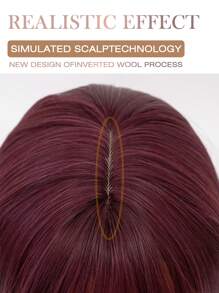 12英寸迷人优雅的紫红色短波波头假发，深红色女士短直发万圣节服装假发，带刘海，柔软自然耐热合成假发，适合派对、角色扮演、万圣节、圣诞节和其他场合。 - 中紫紅色 - 查看 8