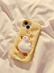 Cute Phone Case Kawaii Cream Yellow Squishable Duck Design Phone Case Compatible With IPhone 14 Pro Max, Compatible With IPhone 13, Compatible With IPhone 14, Compatible With IPhone 11, Compatible With IPhone 12, Compatible With IPhone 15 Pro Max, Soft Silicone Creative Women Protective Cover