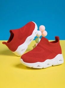 Nouvelles chaussures de sport pour enfants respirantes et à tige haute en maille, baskets mode lumineuses LED confortables et antidérapantes, rouge et blanc polyvalentes et légères à enfiler pour garçons et filles - Rouge et Blanc - Voir 7