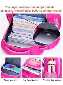 1 件可爱复活节兔子背包，可爱公主书包，卡通书包，大容量学生背包 - 彩色 - 查看 3