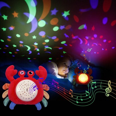 Baby Sleep Aid Crab Night Light White Noise Soothing Sounds Adjustable Settings Girls Room Decor 8 Lullabies, 4 White Noises And 4 Colors Of Lightsleep Sounds For Deep Restful Sleep Shusher Baby Sleep