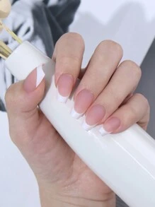 120 cái/túi Mới của Pháp có viền trắng có chiều dài trung bình Hình thang có thể đeo được Miếng dán móng tay phủ mờ toàn bộ Đầu móng tay nửa thành phẩm Miếng dán móng tay có thể đeo được trên móng tay Đồ dùng làm móng - Rượu sâm banh - Xem 14