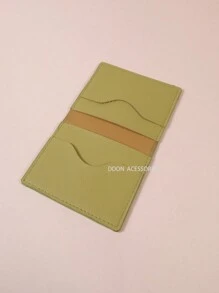 Colorful Synthetic Leather Document Card Wallet For Women And Men - 橄欖綠 - 查看 2