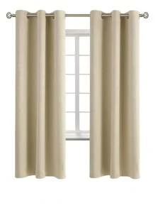 Estelar Textiler Solid Color Single Panel Curtain, Minimalist Polyester Single Panel Blackout Curtain For Bedroom And Living Room - Beige - View 14