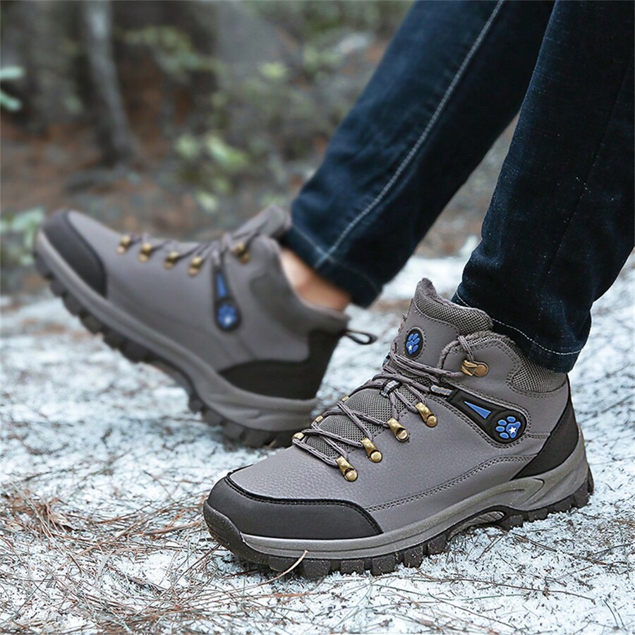 New HighTop Outdoor Hiking Boots Men, Warm Padded For Winter, Large