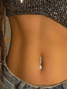 1件装 14G 肚脐环 垂坠式肚脐穿孔饰品 可爱粉色 CZ 爱心蝴蝶蝴蝶结花朵肚脐环 女士款 14G 银色不锈钢精致垂坠式肚脐穿孔饰品 派对圣诞节生日礼物