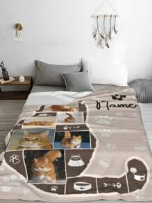 1 Stück individuell bedruckter Flanell-Decke mit Namen, personalisierte Decke mit Bild/Text, individuelle Tier-Bettwäsche Decke mit Katzen-Motiv, Collage-Decke, Decke für beste Freunde, kuscheligen Decke, Weihnachtsgeschenk, Familienfotos Geschenk, Hochzeitsgeschenk, Geburtstaggeschenk, Muttertags-Geschenk, Vatertags-Geschenk für Sofa, Bett, Auto, Teeraum, Schlafzimmer, Wohnzimmer