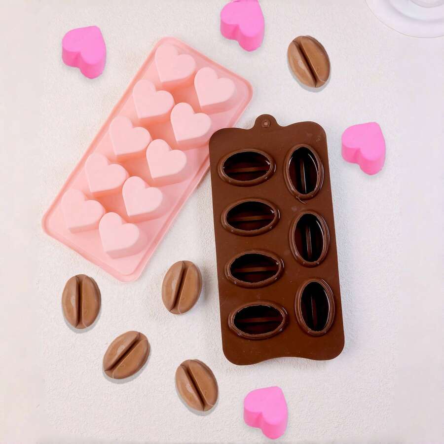 1/2 chiếc Khuôn làm đá viên hình trái tim + hạt cà phê 3D Xà phòng kẹo thạch cao thạch hạt cà phê Khuôn silicon 7 khoang Khay làm đá viên hình trái tim 1 oz, Khuôn silicon cho sô cô la, kẹo, xà phòng Khuôn silicon cho sô cô la, kẹo, xà phòng, khay làm đá viên - Nhiều màu - Xem 1