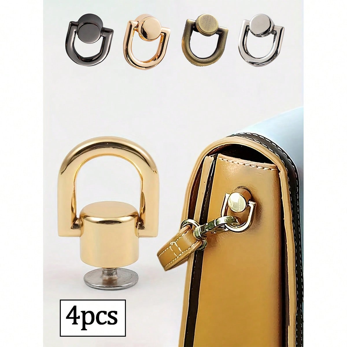 4pcs Zinc Alloy Pacifier Buckle Set For Handbags, Removable DIY Attachment Hardware With Screw Accessories For Bags & Phone Cases,Bag Accessories,Ring Bag Side Clip Buckles Diy Metal Double D Buckle Handbag Chain Handles Connector Bag Strap Hardware Accessories, For Leathercraft And DIY Decoration Accessories,Mobile Phone Case Buckle, Jewelry Box Handle, Decorative Nail, Belt Ring & Buckle Gun - Metal Material, No Power Required ﻿