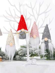 圣诞装饰 1pc 圣诞老人节日吊坠，森林老人无脸娃娃圣诞树装饰道具，适合节日派对装饰 - 彩色 - 查看 1