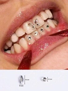 70 piezas Kit de joyería de dientes con piedras de imitación autoadhesivas: gemas de mariposa para dientes, piedras de imitación de fondo plano, diamantes redondos, decoración brillante para dientes, fácil de colocar y quitar, accesorios de cristal, gótica Y2K para Halloween, incluye herramienta y pegamento