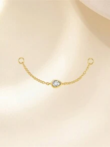 1Pc Asymmetrische Zirkonia Hanger 925 Sterling Zilveren Mini Oorbel Voor Vrouwen Zoete Stijl Geperforeerde Ketting Met Stud Oorbel Geschikt Voor Bruiloft Bruidssieraden