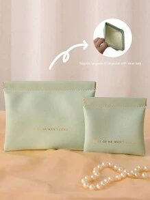 1/2pcs Data Cable Storage Bag, Auto-Buckle Earphone Charger Lipstick Portable Organizer Pouch, Compact Travel Cable Management Bag, Travel Essentials Accessories - Green - View 6