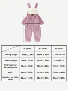 1 件毛绒连帽连体裤，适合秋冬季，柔软温暖的女孩家居服，长袖兔耳设计服装，圣诞节、万圣节、新年礼物 - 紫色連身衣 - 查看 3