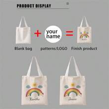 1pc Customized Canvas Bag, Unique Design (Photo, Landscape, Illustration), Foldable, Large Capacity, Lightweight, Stylish, Personalized Tote Bag, Shoulder Bag, Casual Shopping Bag Shop Back To School