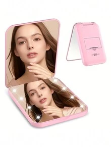 LED Pocket Makeup Mirror, 1X/3X Magnified LED Mini Compact Travel Makeup Mirror, Double-Sided Compact Mirror With Lights, Portable, Wallet Mirror, Folding, Hand-Held, Small Lighted Compact Mirror For Gift,Makeup,Cheap,Room Decor,Vanity,Travel,Bedroom,Makeup Accessories,Mirror,Vanity Mirror,Cheap,Stocking Stuffers,Makeup,Makeup Tools,Cheap Stuff,Gifts,Gifts For Women,Christmas Gifts - White - View 5