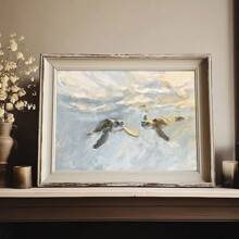 1pc Framed/Unframed Watercolor Sea Turtle Art Poster, Vintage Coastal Wall Art, Canvas Print, Minimalist Bathroom Wall Decor, Ideal Gift For Living Room, Dorm, Apartment, Home Decoration - Multicolor - View 2
