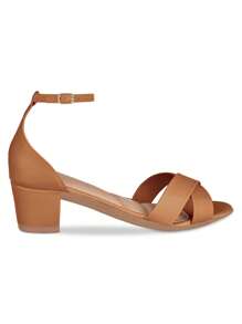 Takata Women's Sandals Low Heel Medium Block Thick Square With Buckle Party Cross Straps Casual Fashion - 駝色 - 查看 6