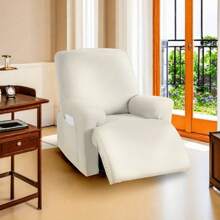 4pcs/Set Thick Milk Silk High Elastic Single Recliner Sofa Cover With Pocket, Removable And Washable Recliner Chair Protector, Pet-Friendly For Home And Hotel