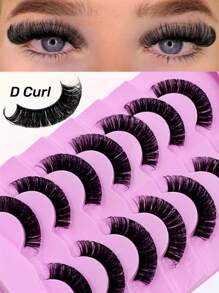 Rikuaild 7 对 D 卷卷仿貂皮睫毛浓密自然逼真柔软交叉睫毛可重复使用蓬松俄罗斯假睫毛 假睫毛、睫毛、睫毛、假睫毛 - 濃密款 - 查看 1