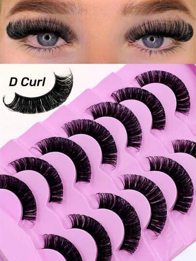Rikuaild 7 对 D 卷卷仿貂皮睫毛浓密自然逼真柔软交叉睫毛可重复使用蓬松俄罗斯假睫毛 假睫毛、睫毛、睫毛、假睫毛