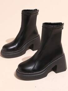 2024 neue dicke Plateausohle Rund Zeh wasserdichte Mode Knöchel Stiefel für Frauen, Plateauabsatz, elastisch Schlank Passform, Martens Boots, Frühling Herbst