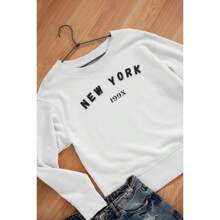 Custom Women's Sweatshirt New York Crew Neck Model Cold Weather Blouse Premium Line 2024 Launch - 白色 - 查看 3