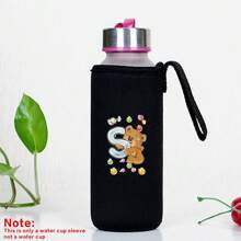 Capa para Garrafa de Água Isolada 550ml Copo de Vidro Universal Portátil Anti Escaldante Corda de Elevação Água Café Leite CháFrio Capa de Copo Isolante Mão a Mão com Elevação Anti Escaldante Canudo Espessado Organizador Externo Viagem Moda Carta Impressa Série