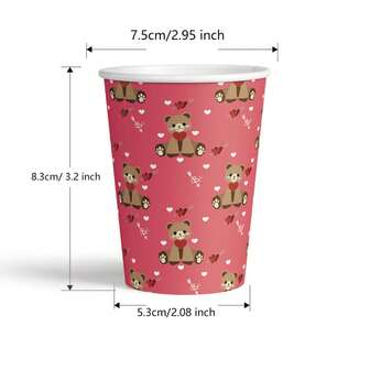ตกแต่งคริสต์มาส 50ชิ้น/100ชิ้น ถ้วยกระดาษใช้แล้วทิ้ง รูปหมีน่ารัก 9 ออนซ์สำหรับเครื่องดื่มเย็น/กาแฟสำหรับงานวันเกิด การรวมกลุ่มครอบครัว BBQ