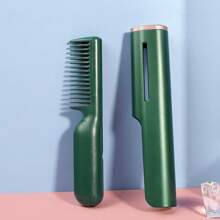 2 In 1 Portable Cordless Straightening Brush, Ionic Hair Straightener & Curling Iron - 綠色 - 查看 1