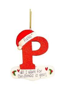 1 pieza Adorno de Navidad de acrílico en forma de letra, Decoración navideña para el árbol de Navidad "Feliz Navidad", Adornos de letra manuscrita del alfabeto de 26 letras para decorar el árbol de Navidad, Regalos de Navidad Feliz Año Nuevo 2025, Navidad - Rojo y blanco - Ver 15