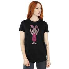 WINNIE THE POOH Womens/Ladies Piglet Cotton Boyfriend T-Shirt (Black) - 黑色 - 查看 1