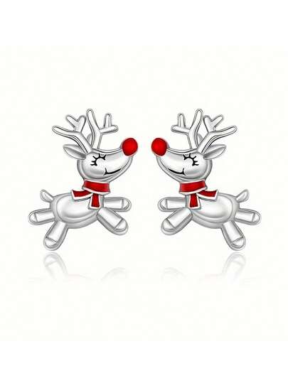 زوج من أقراط الرنة الجميلة ذات التصميم المنقط للنساء، هدية متعددة الاستخدامات لحفلات العطلات