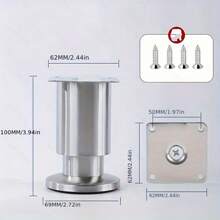 4pcs Adjustable Metal Furniture Legs - High-Strength Load-Bearing Stainless Steel Cabinet Feet With Brushed Finish For Sofa, Bed, Table, Home & Office Use - Multicolor - View 14