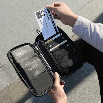 VALUEWIN RFID 旅行护照夹轻便便携式旅行证件整理器护照卡套带拉链口袋大号，钱包夹适用于家庭男士女士旅行用品旅行整理器旅行用品旅行钱包护照夹护照钱包海滩度假包夏季圣诞假期