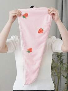 1 pieza Toalla de felpa de microfibra ultra suave, absorbente y con estampado de fresa rosa, disponible en varios tamaños vendidos por separado, para decoración del baño en el hogar o salón de belleza