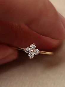 ESBERRY 1pc Clover Ring, Fashion Daily Ring, Exquisite Women's Jewelry Gift, Fashion Accessory - Gold - View 6