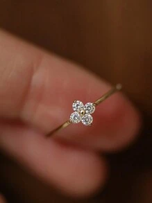 ESBERRY 1pc Clover Ring, Fashion Daily Ring, Exquisite Women's Jewelry Gift, Fashion Accessory - Gold - View 4