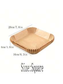 50 件装空气炸锅纸衬垫、烘焙羊皮纸、空气炸锅吸油纸、烘焙和烹饪工具、硅胶涂层羊皮纸 - 黃色 - 查看 6