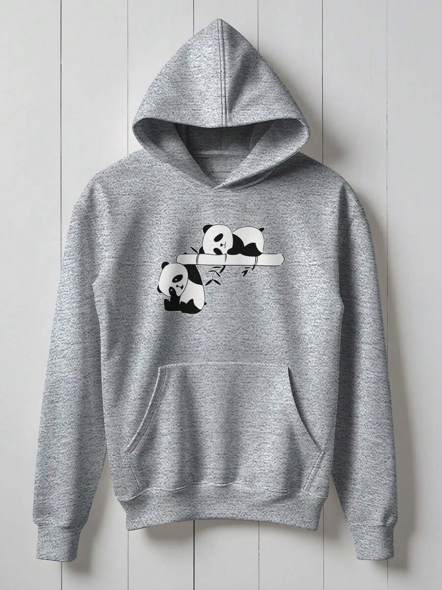 Lazy Panda Sweatshirt Cute Loving  1988 Flow Fx - Xám - Xem 1