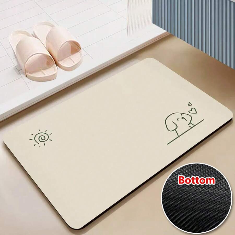 1pc Silica Gel Bath Mat, Water Absorbent Quick Dry Anti-Slip Bathroom Rug Carpet - Multicolor - View 1