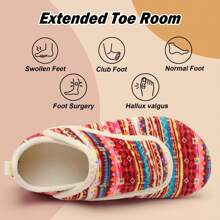 成人舒适防滑家居拖鞋 - 超柔软毛绒、橡胶鞋底、宽版、轻便、保暖、室内/户外成人鞋 - 紅色 - 查看 4