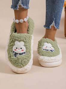 Dép giữ nhiệt cho nữ, giày thời trang mới không quai hậu dễ thương đi trong nhà/ngoài trời 2024 dành cho nữ - màu xanh lá - Xem 5