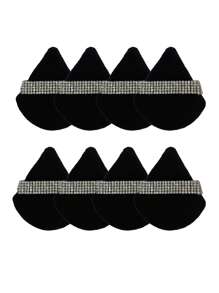 24pcs/15pcs/8pcs/3pcs Flocked Triangle Makeup Sponges, Soft & Fluffy Texture, Suitable For Face & Body Powder Puff, Mixed Set Makeup Beauty Tools,Giveaways,Travel,Cheap Stuff,Travel Essential - Black - View 3