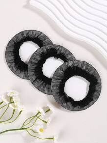 3pcs/Set Black Ordinary Elastic Hair Nets For Dancing, Ballet Bun Cover, Hair Styling Accessories,Ponytail,Hair Ties,Hair Elastics,Hair Rope - Black - View 3