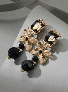 1 Pair Luxury Vintage Elegant Resin Bowknot Clip Earrings For Women, Holiday Birthday Party Wedding Event Accessories Valentines - Colorful - View 2