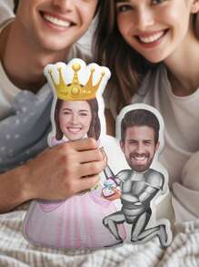 Customized Photo Pillow, Personalized Shaped Throw Pillow, Funny Couple Gift, Cartoon Photo Pillow, Flower & Heart Decorative Pillow, Can Add Text, Birthday Gift For Boyfriend, Pet Memorial Gift, 3D Shaped Cutout - knight and princess - View 3